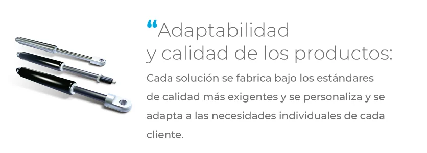 Productos hidráulicos con descripción sobre adaptabilidad y calidad.